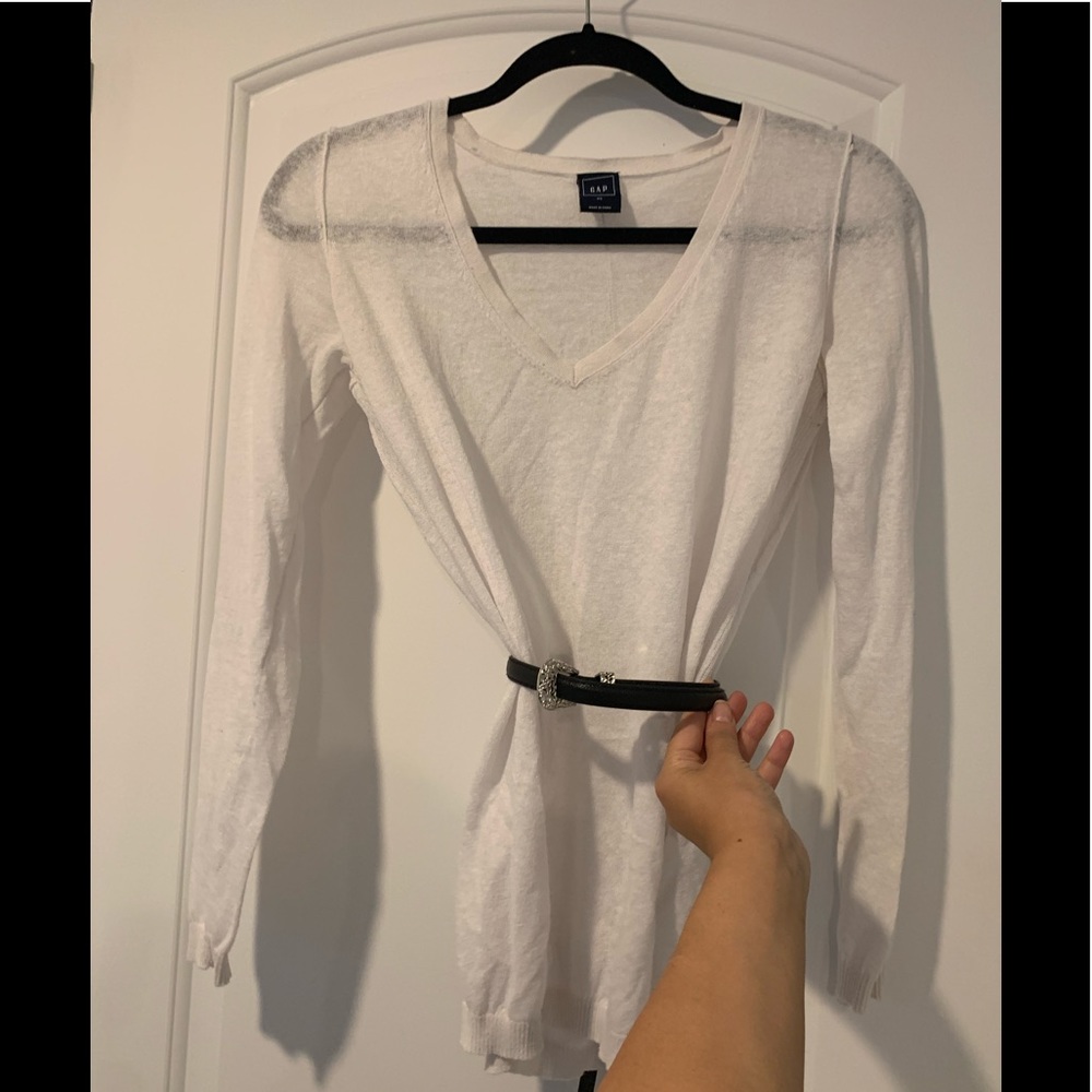 GAP semi-sheer long sleeve white boyfriend tee
